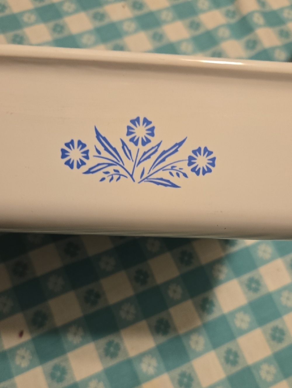 Corningware White Casserole with Blue Floral Motif